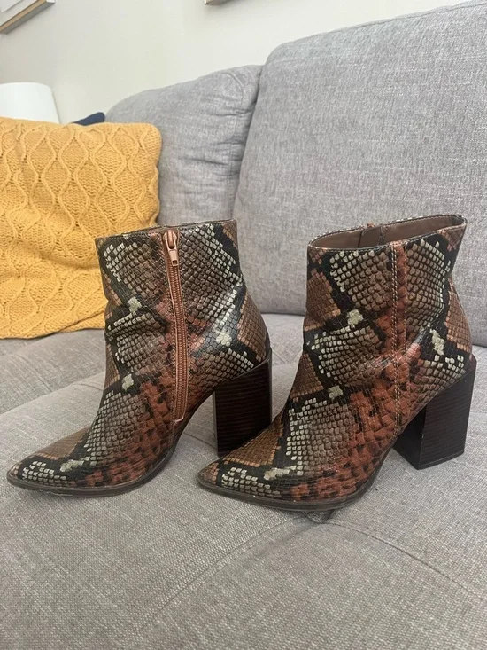 Call It Spring Snake-Print Ankle Boots - Brown - Picture 2 of 2
